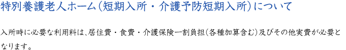 特別養護老人ホーム（短期入所・介護予防短期入所）について